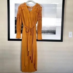 Mustard yellow crochet detail dress Small